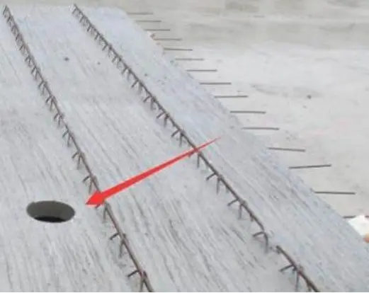 Inspection of the condition of the holes reserved after demolding of the laminated panels