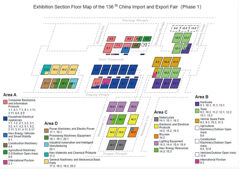 Exhibition Section Floor Map of the 136 th China lmport and Export Fair (Phase 1).png